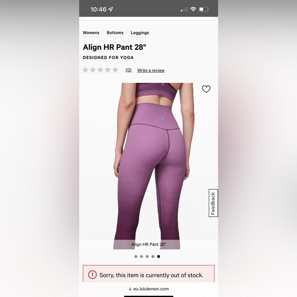 Lulu lemon align hr 28”